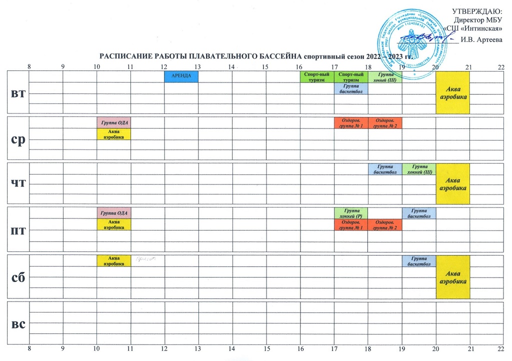 Расписание работы плавательного бассейна спортивный сезон 2022 2023